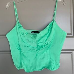 Zara  Green Satin corset top
